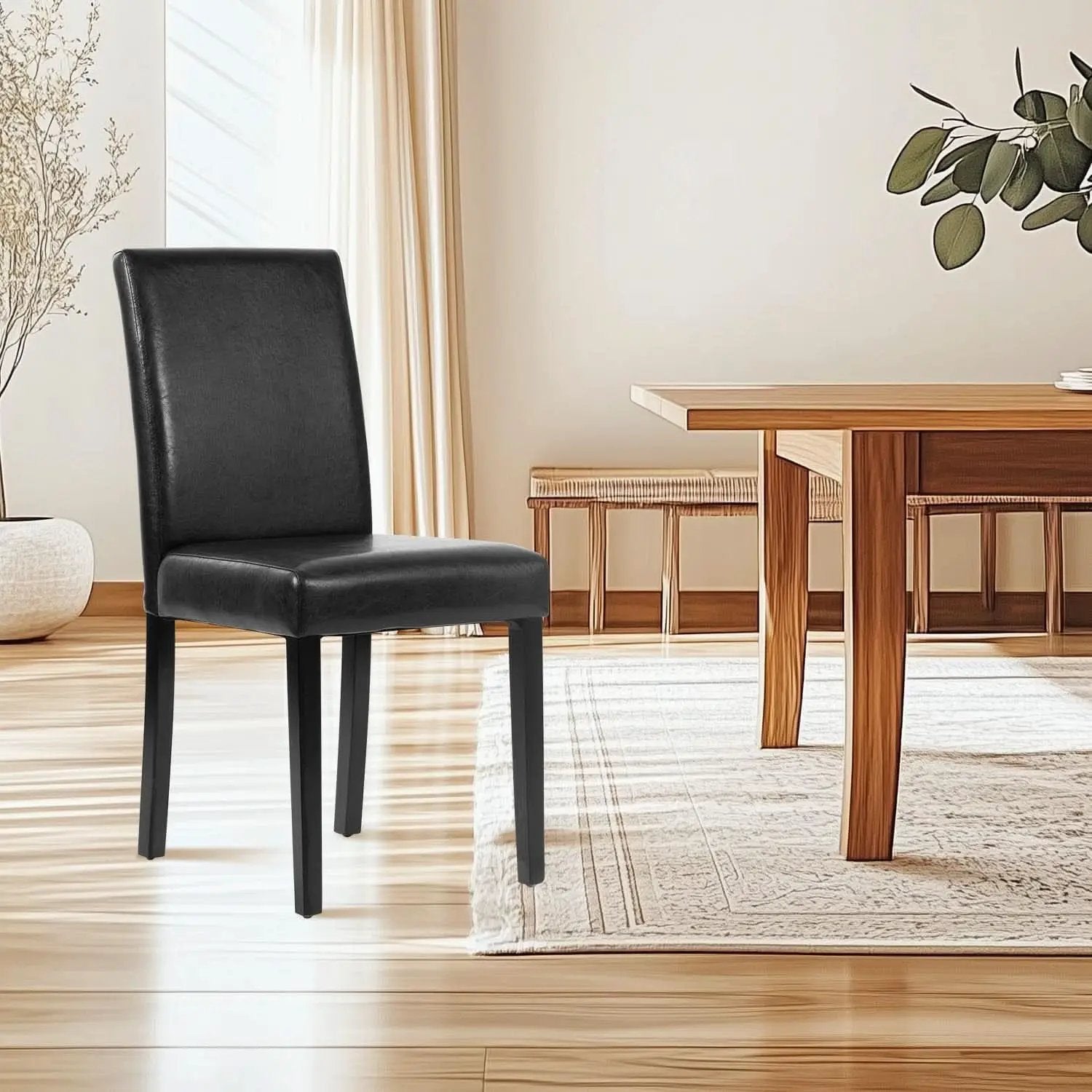 Dining Chairs Set Of 4 Waterproof PU Leather Cushioned With Wood Legs from PriceLows™