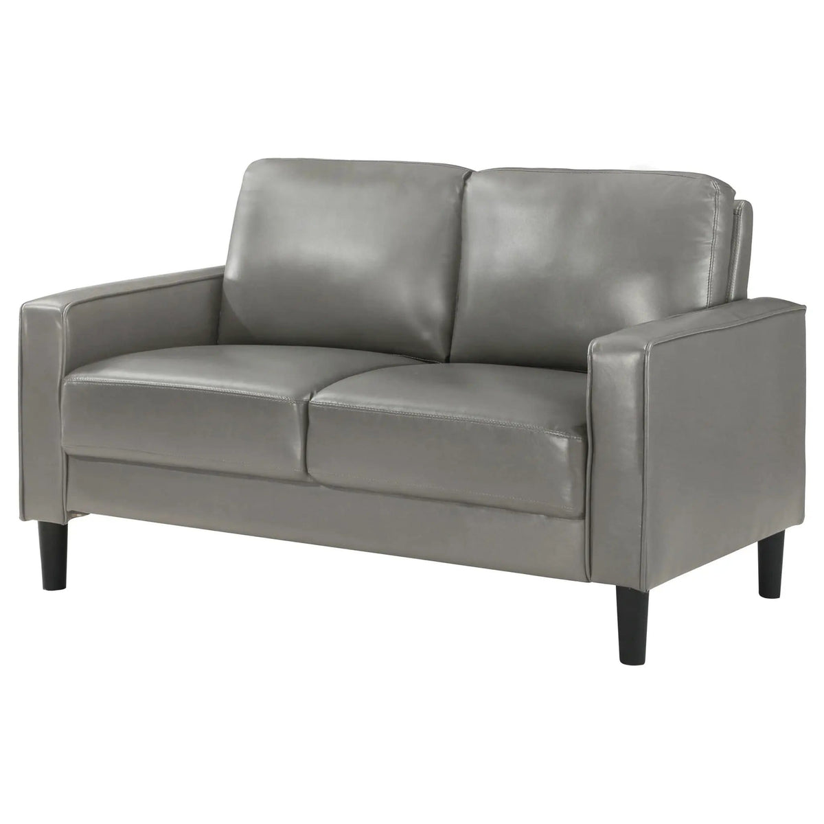 Ruth Upholstered Track Arm Loveseat | 54.25 x 31.5 x 33.5 in | Faux Leather | Grey