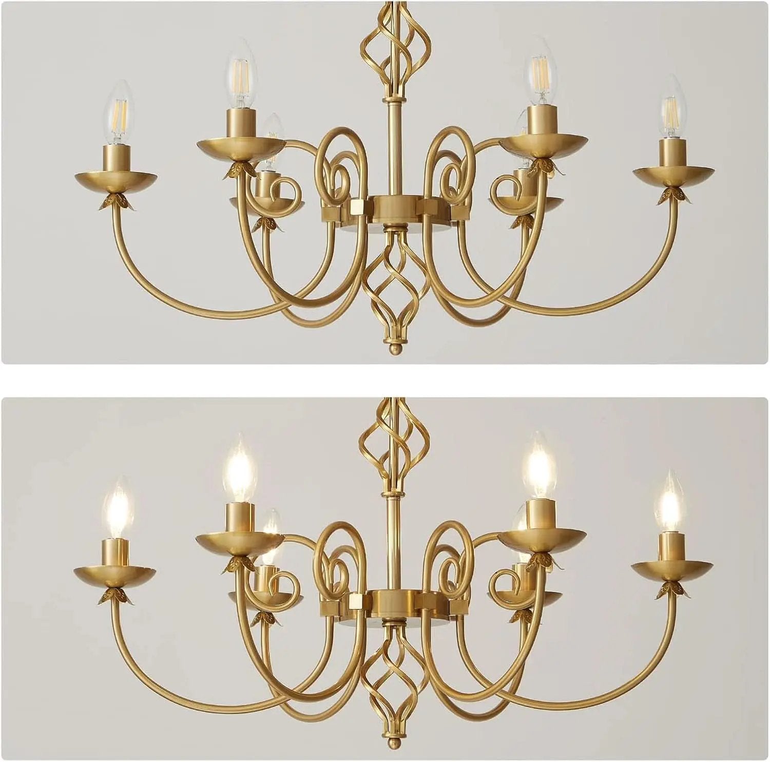 Gold Six Light Chandelier Pendant 26 Inch Dining Light from PriceLows™