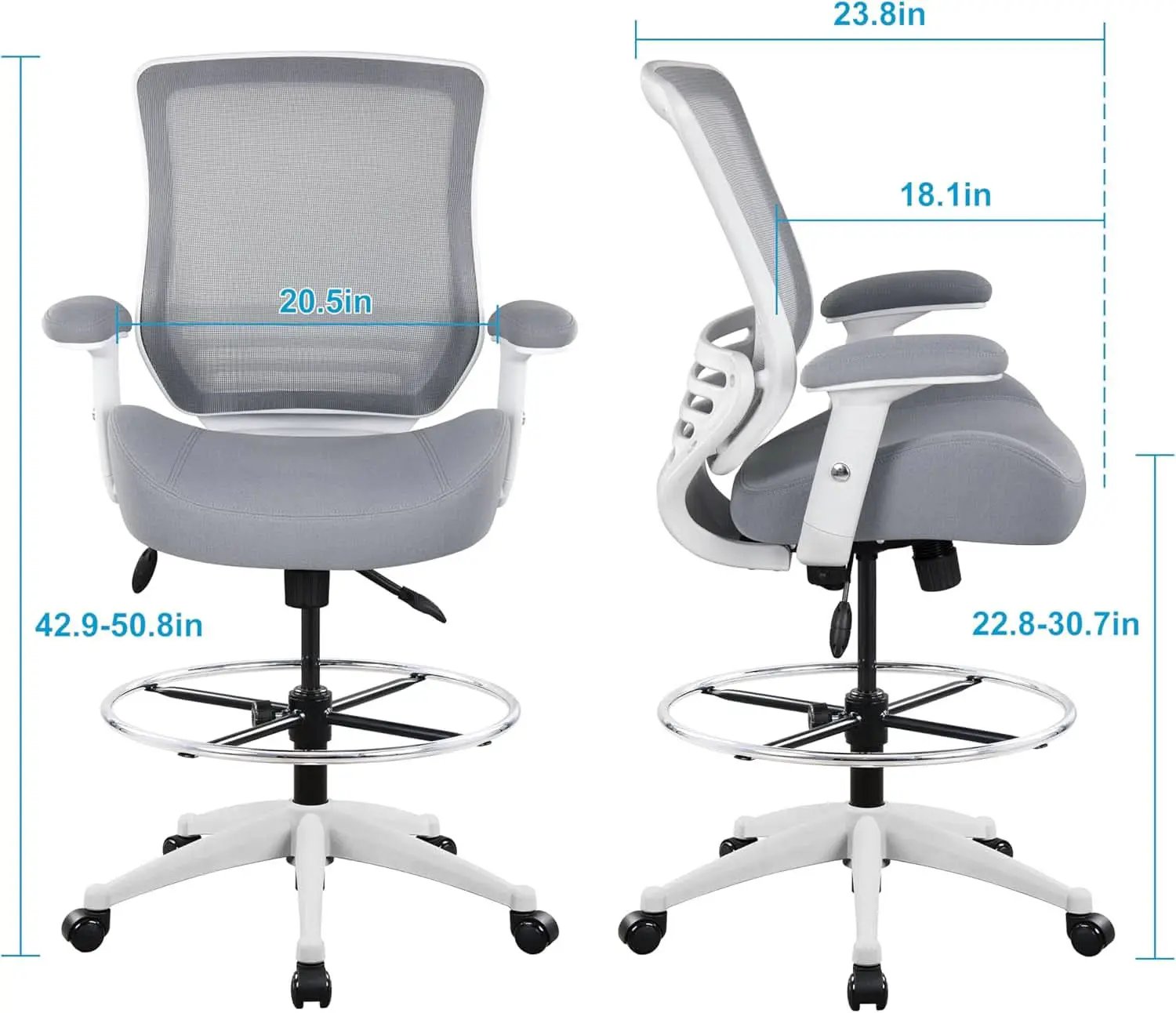 Ergonomic Drafting Chair 400Lb Capacity With Adjustable Foot Ring from PriceLows™