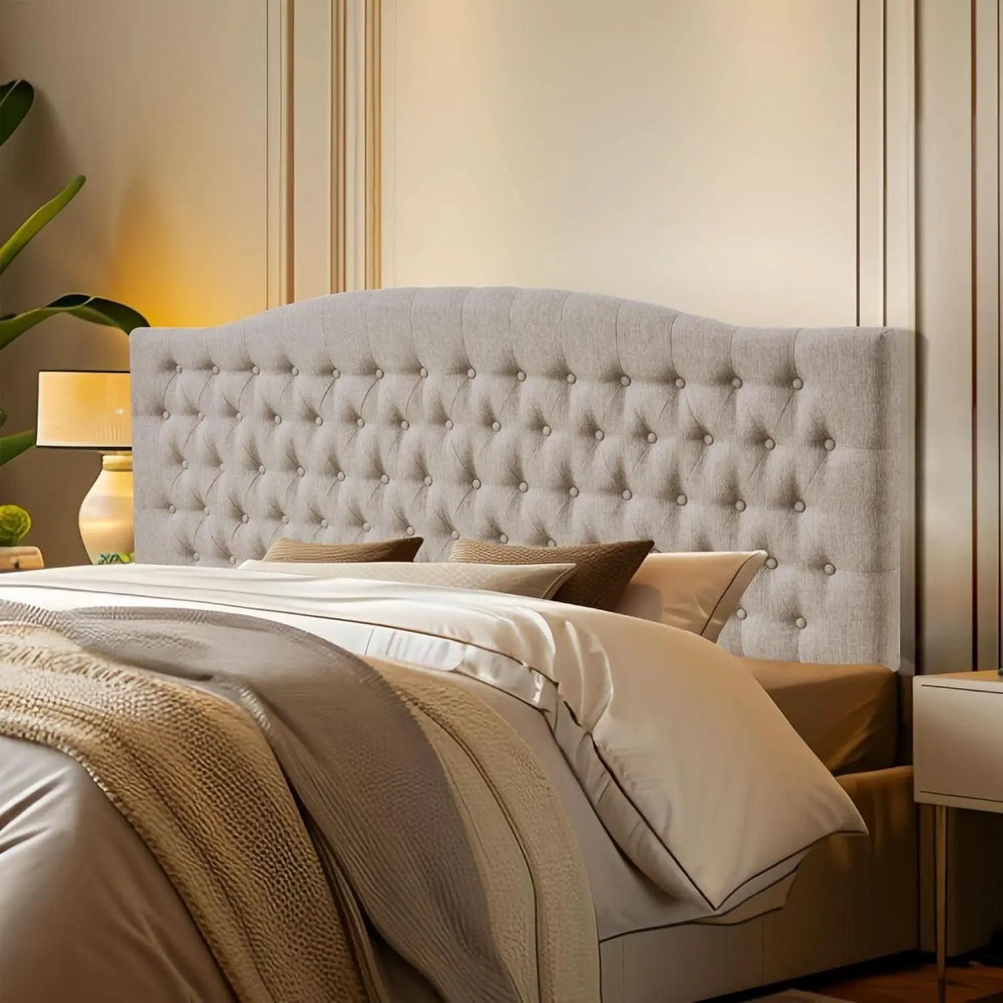 Luxury Linen Upholstered King Headboard with Easy Assembly from PriceLows™