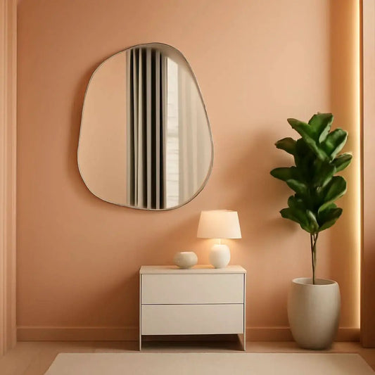 Contemporary Wall Mirror With Gold Frame 32x24 Inches for Living Room from PriceLows™