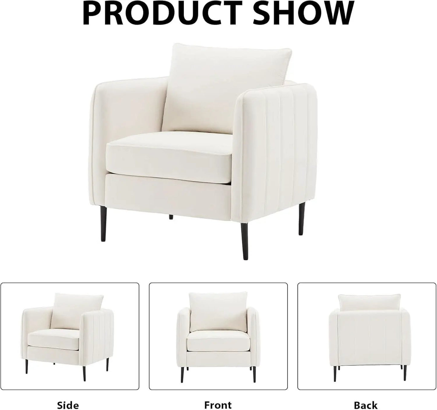 Soft Modern Velvet Accent Chair With Square Arm Beige from PriceLows™