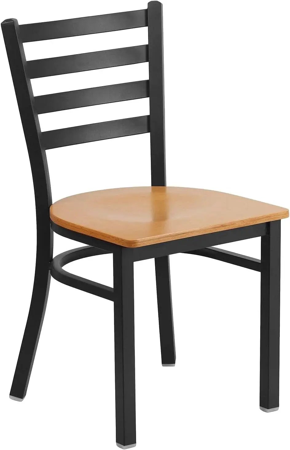 Hercules Series Black Ladder Back Metal Dining Chair Set of 2 With Natural Wood Seat from PriceLows™