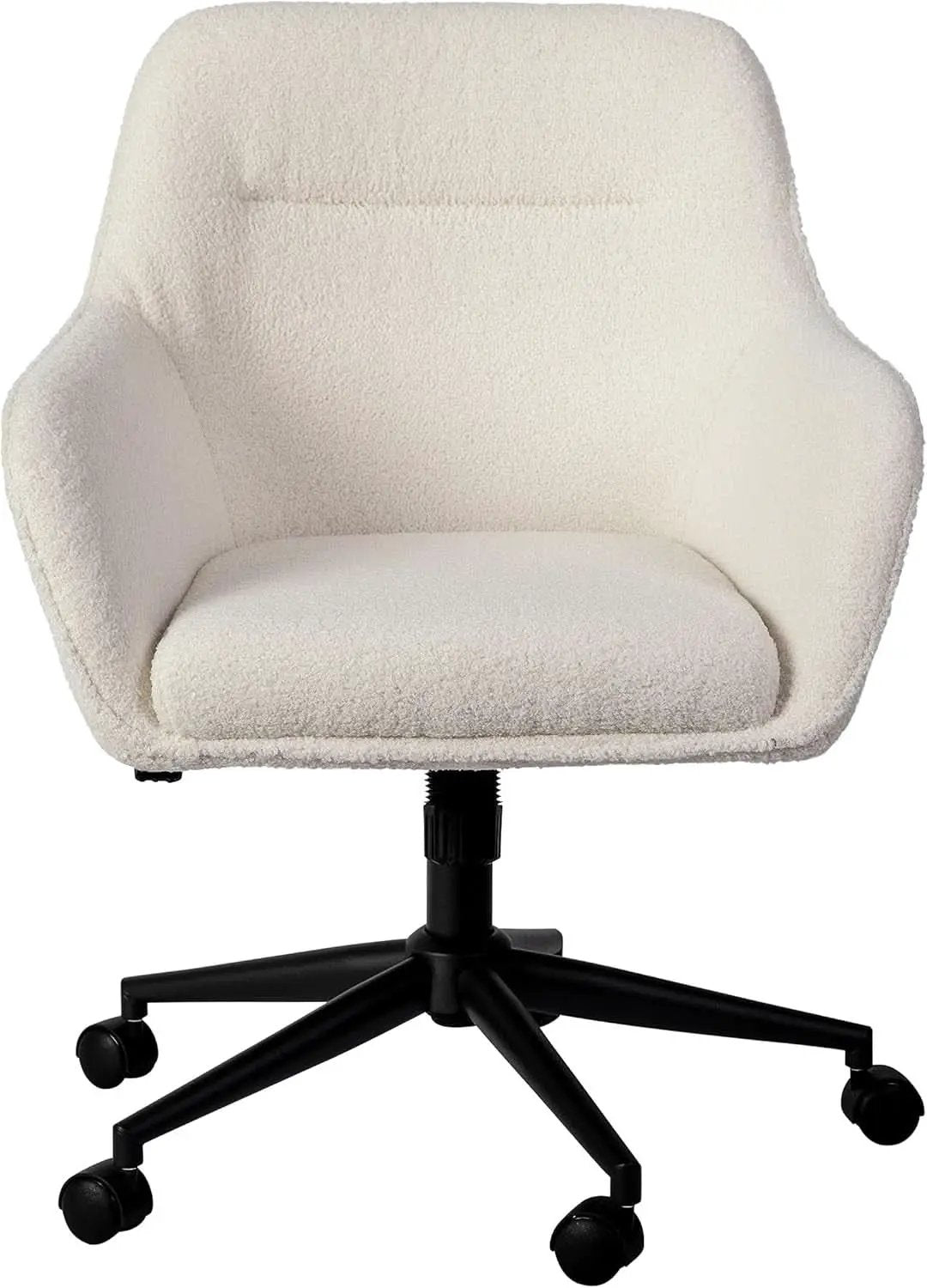Rayna Swivel Task Chair White Boucle With Oil Rubbed Bronze from PriceLows™