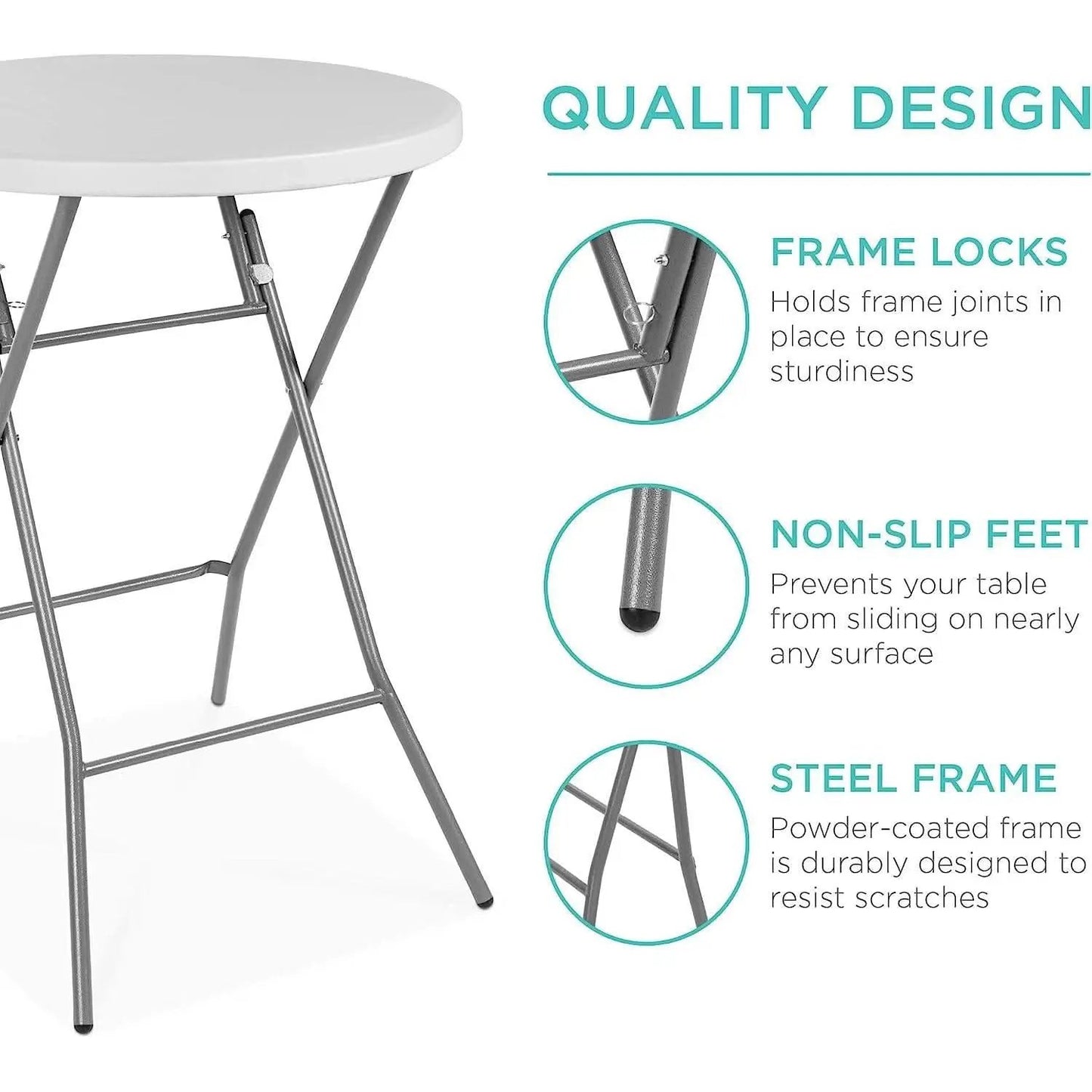 Bar Height Folding Table Indoor Outdoor Patio Table from PriceLows™