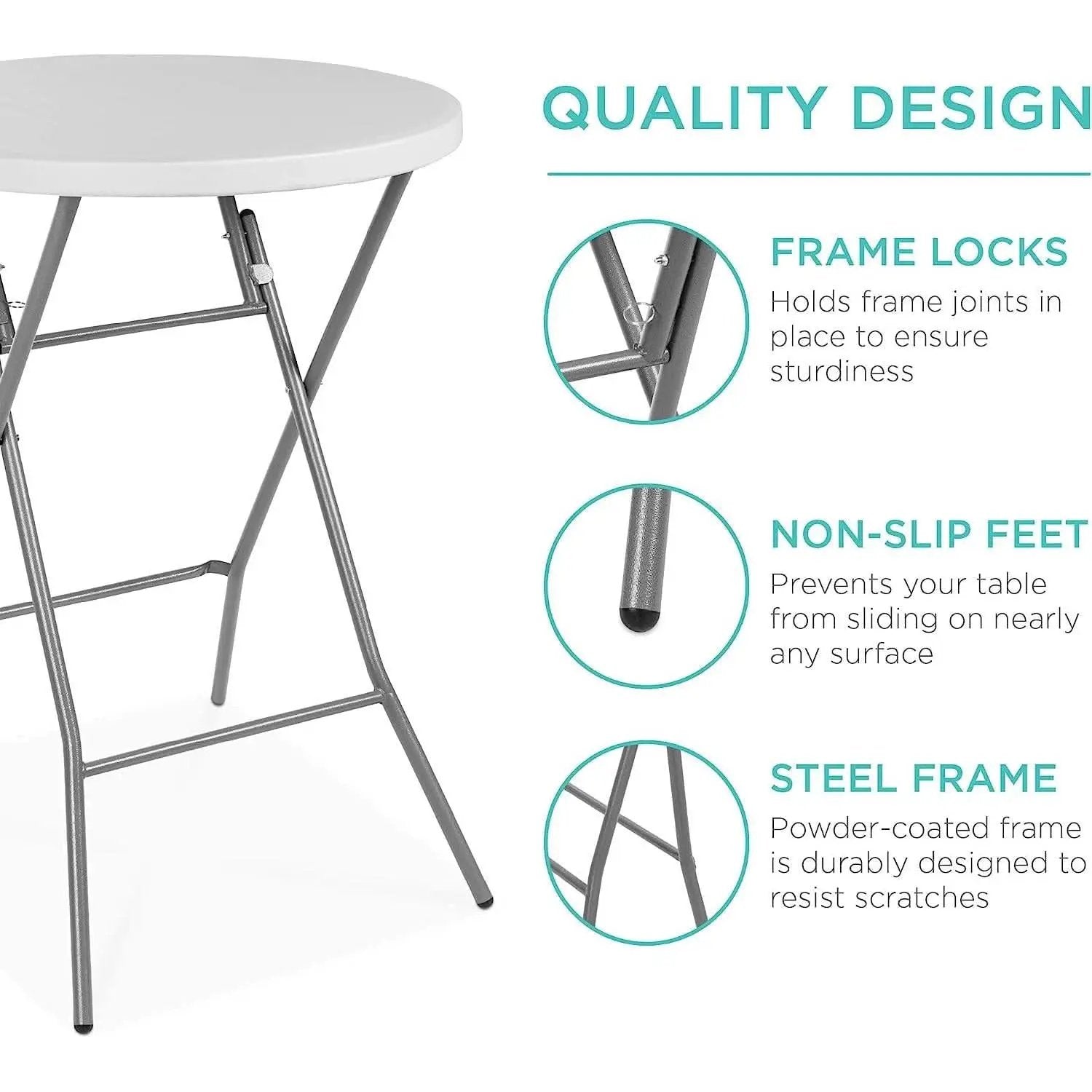 Bar Height Folding Table Indoor Outdoor Patio Table from PriceLows™