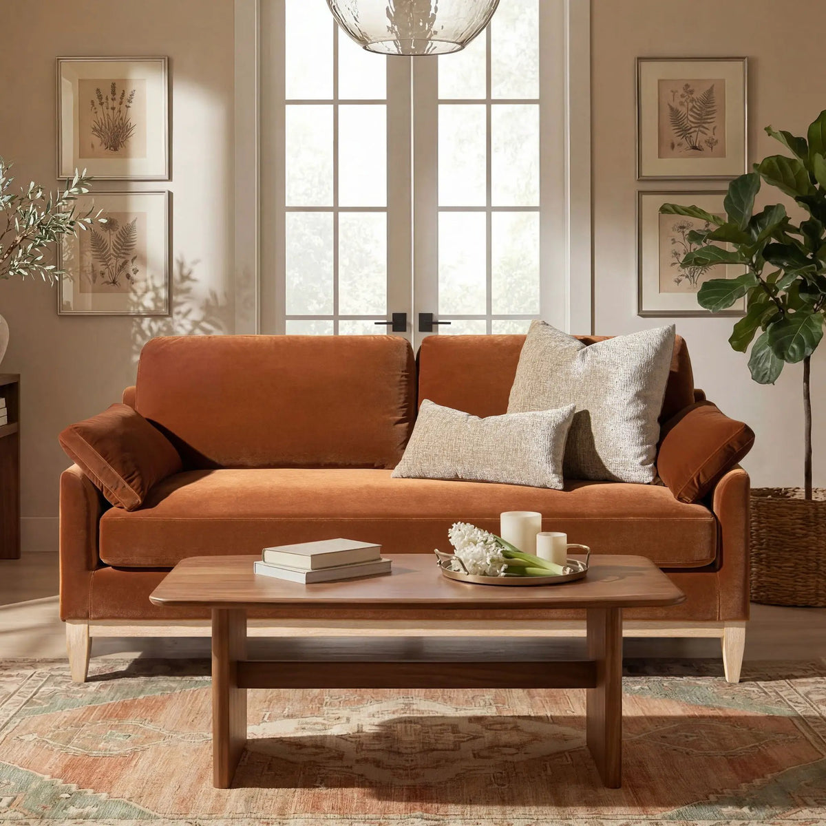 Pasadena Modern Farmhouse Sofa | Bench Seat Cushion | Performance Upholstery | Sustainable Natural Rubber