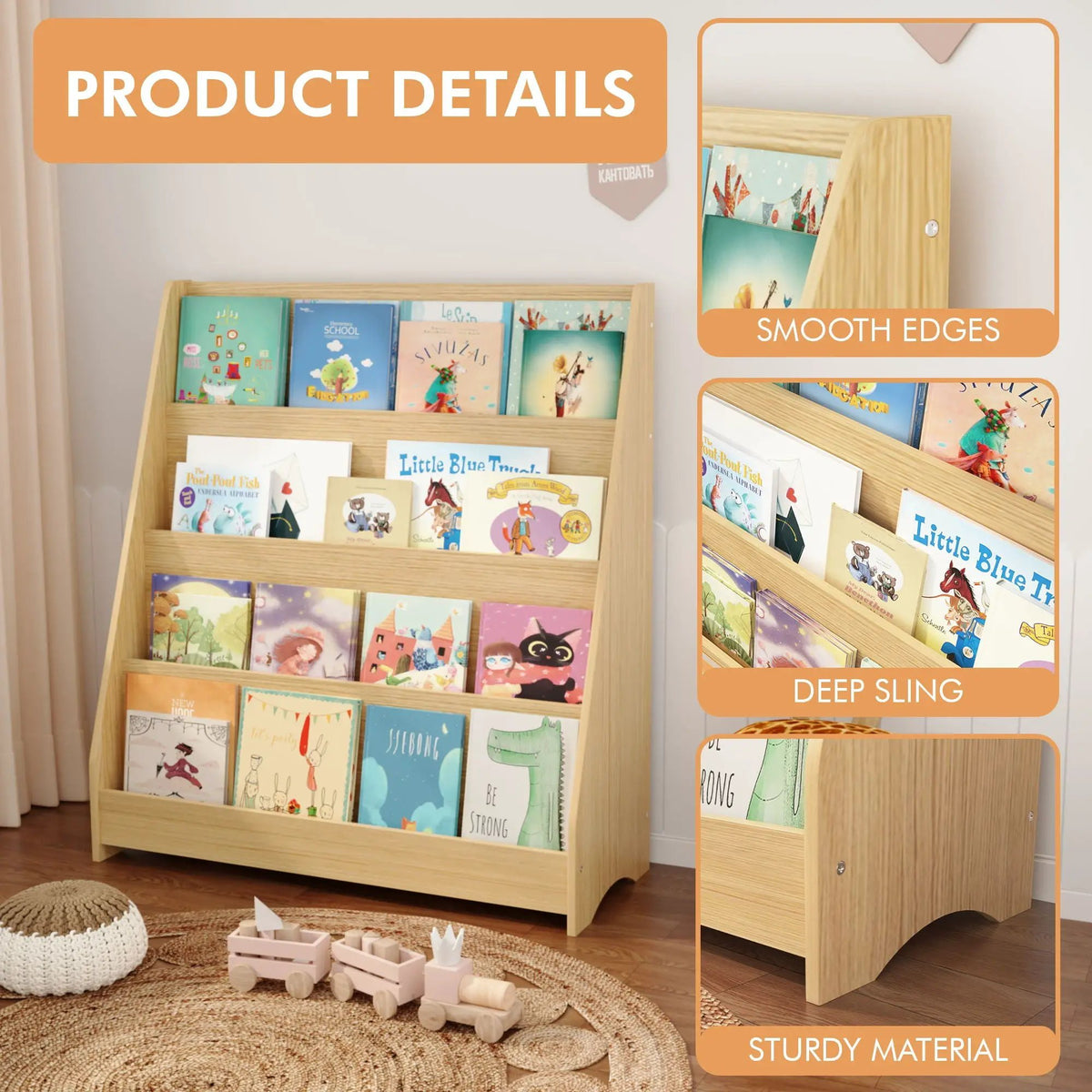Bookshelf | 4 Tier | Triangular Stability | Toddler Size