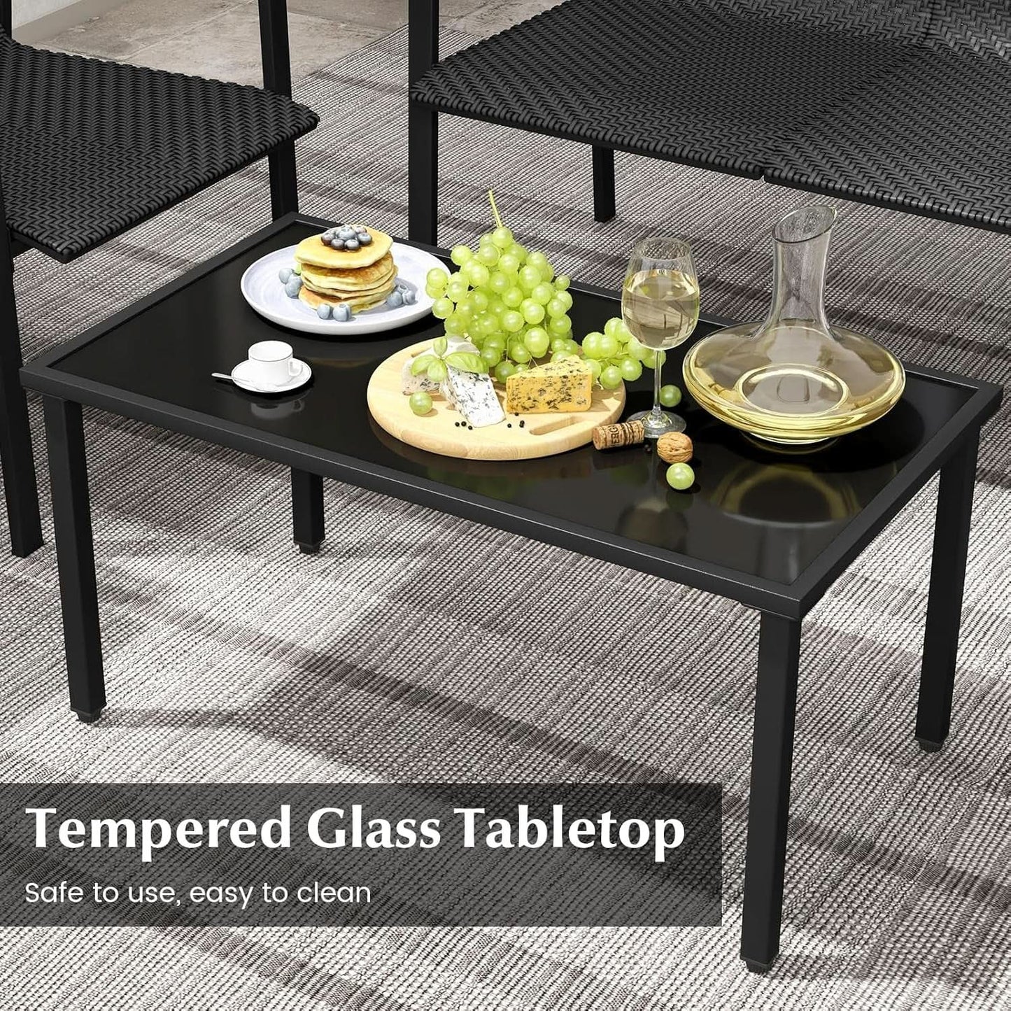 4 Piece Wicker Patio Conversation Set Black Coffee Table from PriceLows™