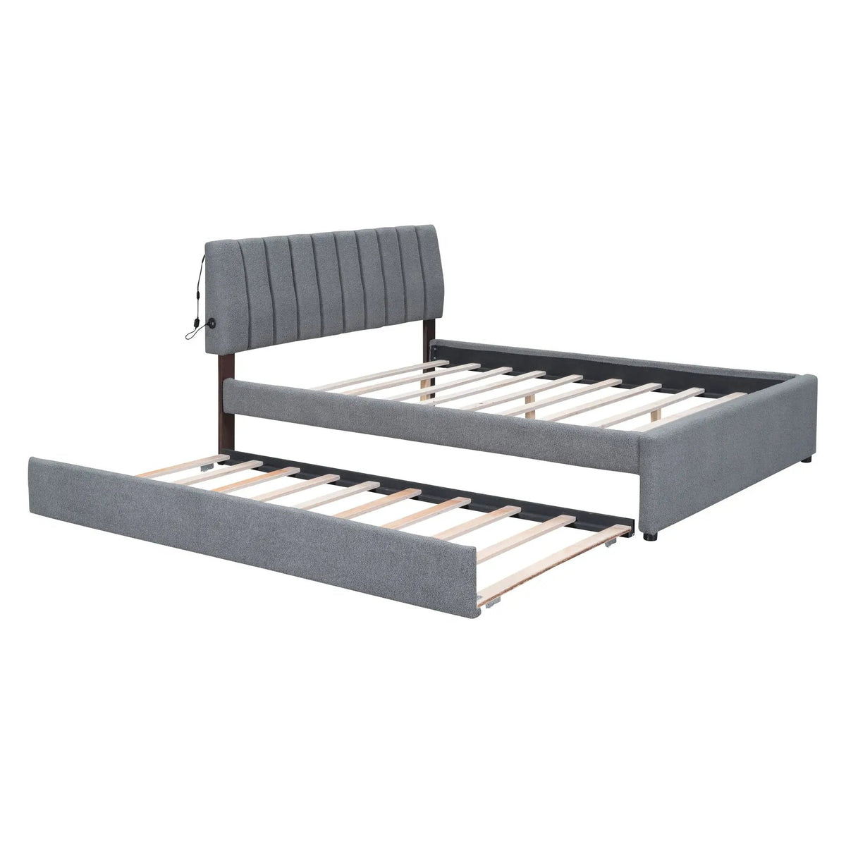 Upholstered Platform Bed | Trundle Included | Comfortable Design | 76 Inch Length