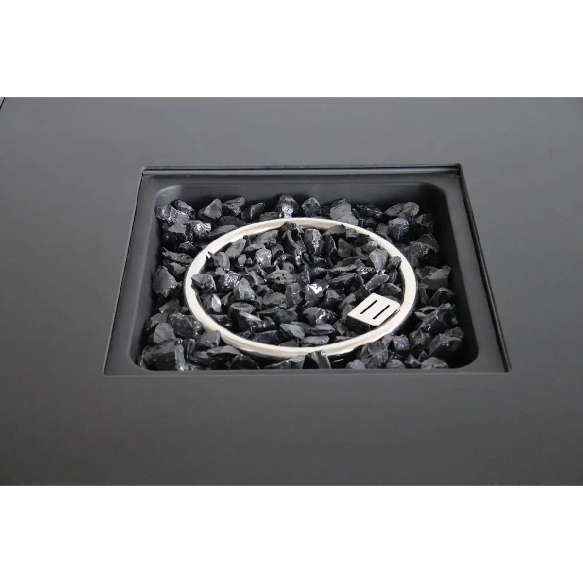 Gray Fire Pit Table | Hidden Propane Tank | Push Button Ignition | Year-Round Use