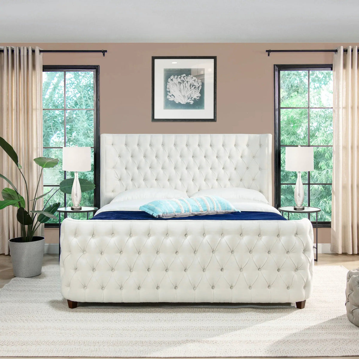 Brooklyn Tufted Panel Bed | Headboard And Footboard Set | Wingback Design | Diamond Tufting