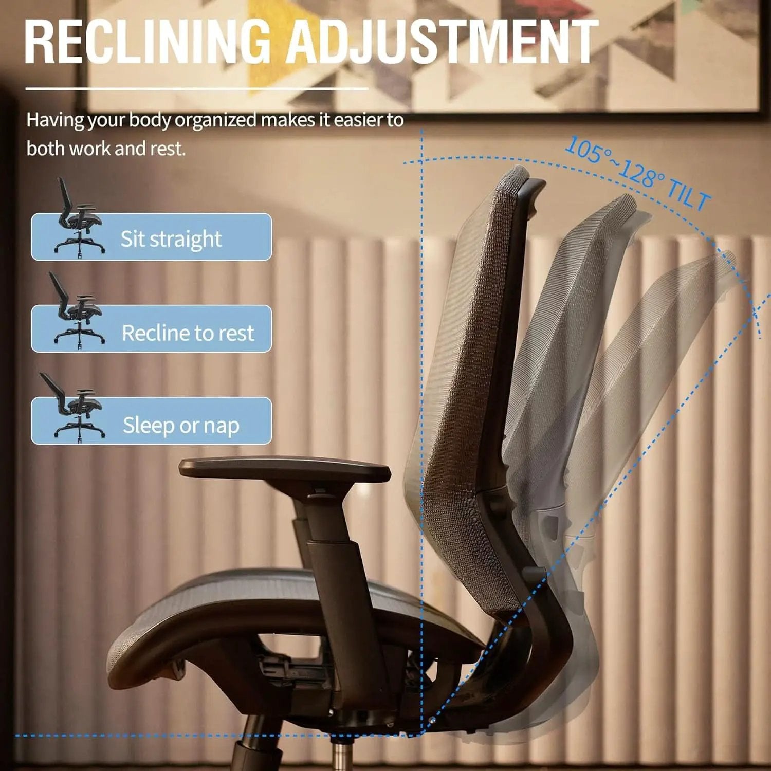 Grey Ergonomic Mesh Office Chair With Lumbar Support from PriceLows™