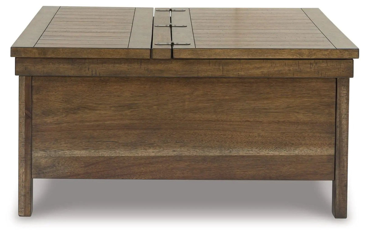 Moriville Lift Top Cocktail Table | 36.13 x 36.13 x 18 in | Acacia Wood & Mdf | Grayish Brown