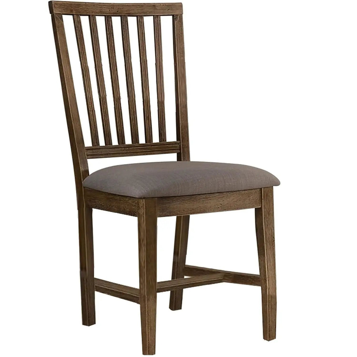 Kitchen Side Chair | Open Slat Back | Linen Blend Seat | Set Of 2