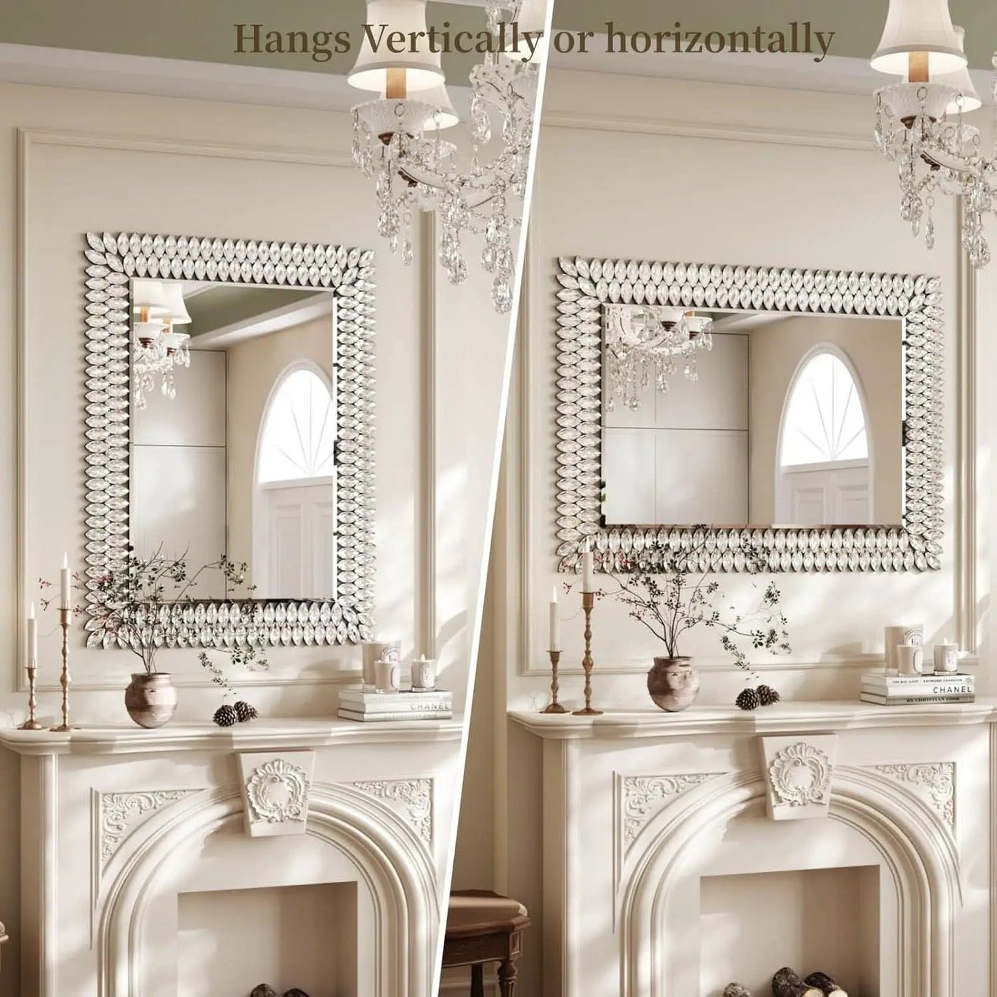 30X40 Inches Jeweled Bathroom Wall Mirror Large Rectangle Vanity Decor from PriceLows™