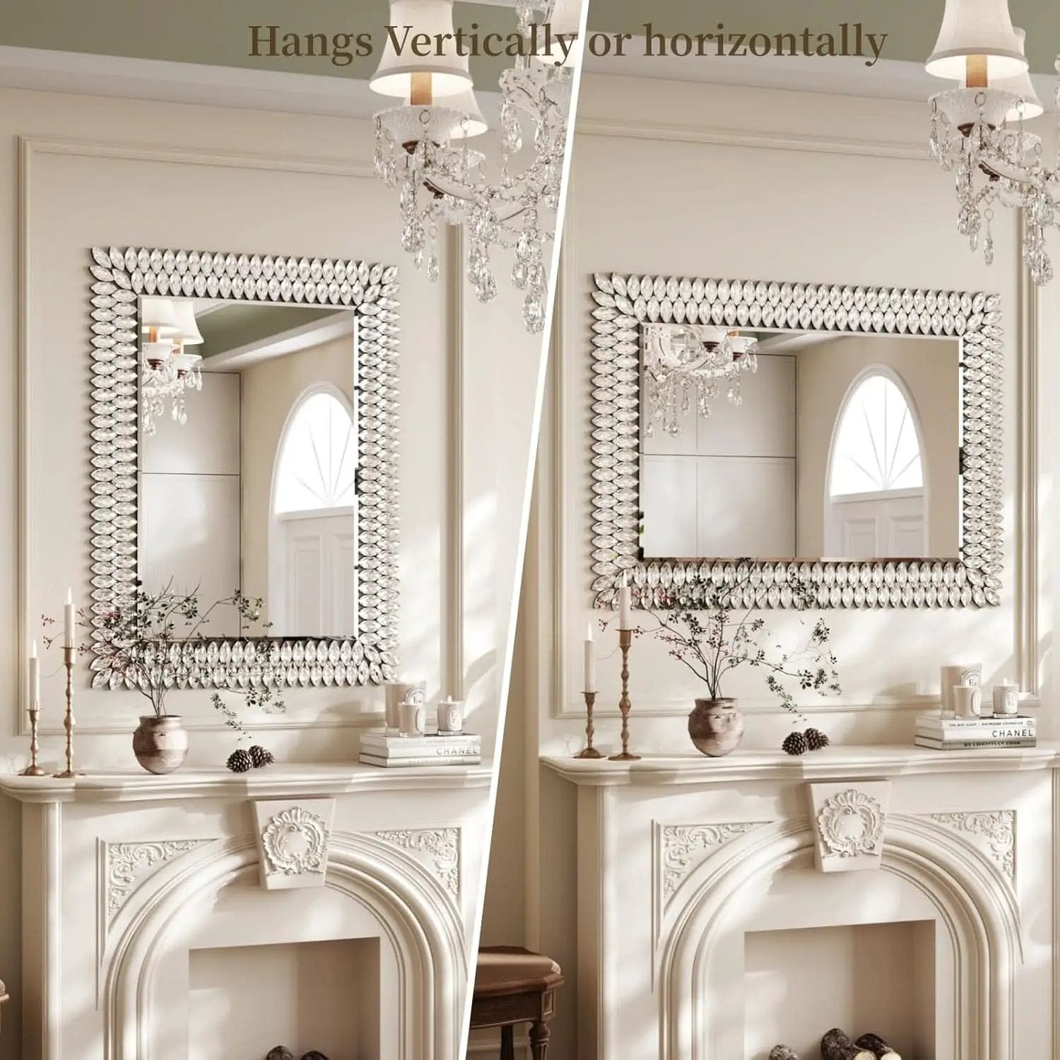 30X40 Inches Jeweled Bathroom Wall Mirror Large Rectangle Vanity Decor from PriceLows™