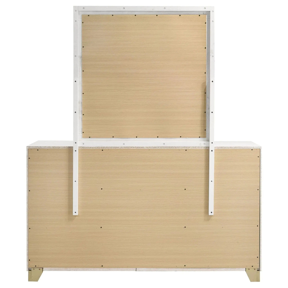 Caraway 6-drawer Dresser with Mirror | 59 x 17.25 x 70.25 in | Rubberwood & Engineered Wood | White
