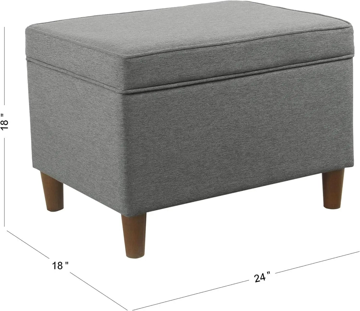 24 Inch Gray Fabric Hidden Storage Ottoman With Hinged Lid from PriceLows™