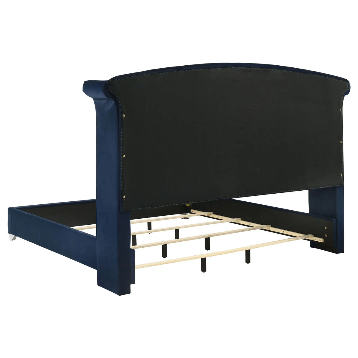 Melody Upholstered Eastern King Wingback Bed Pacific | 96.25 x 86.75 x 66.25 in | Velvet | Blue