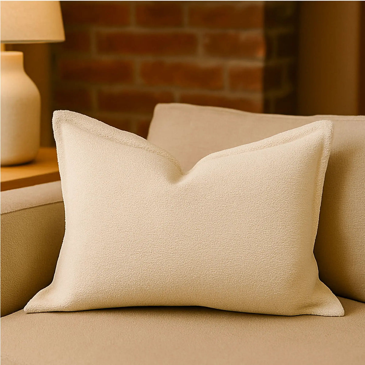 Homey Cozy Comfort Throw Pillow | Textured Ivory | 24 x 16 Inch | Fabric-Wrapped Edges