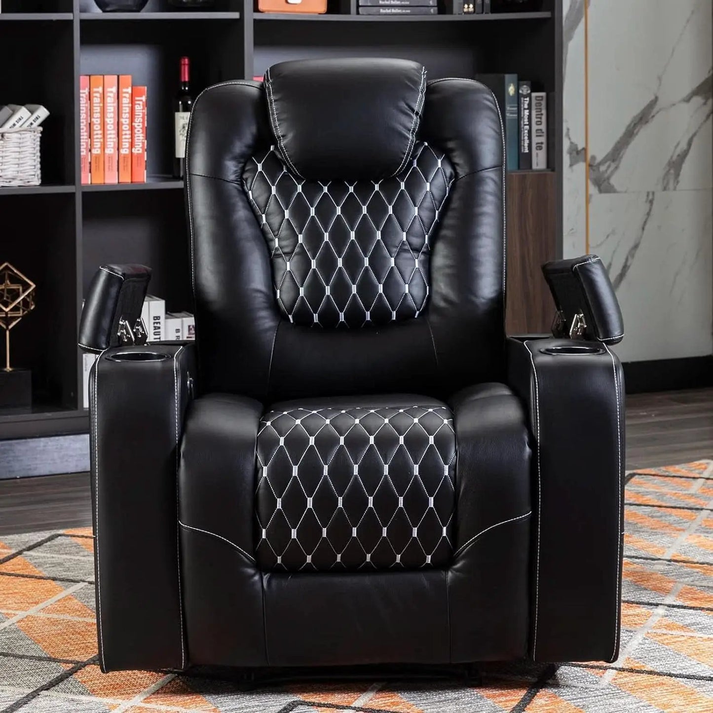 Power Recliner Chair With USB Ports And Cup Holders Black from PriceLows™