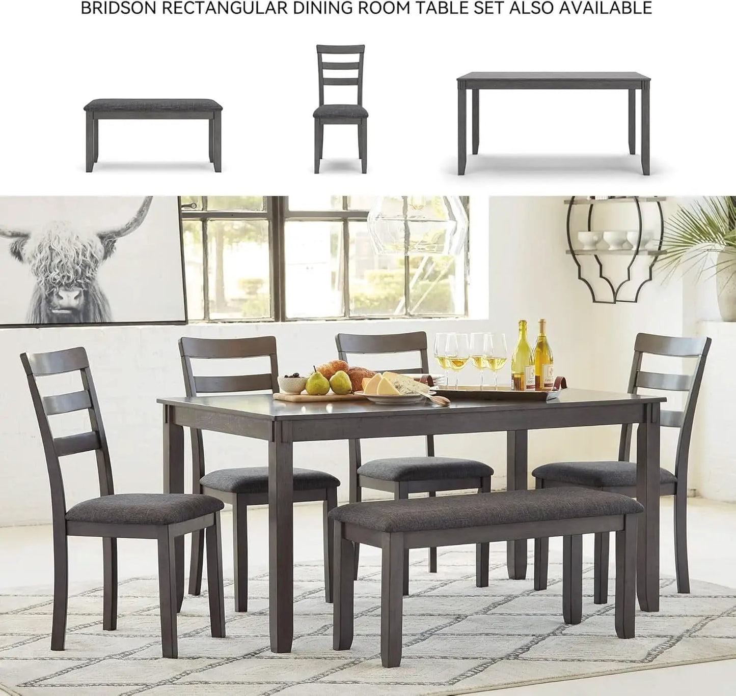 5 Piece Engineered Wood Counter Height Dining Set Gray from PriceLows™
