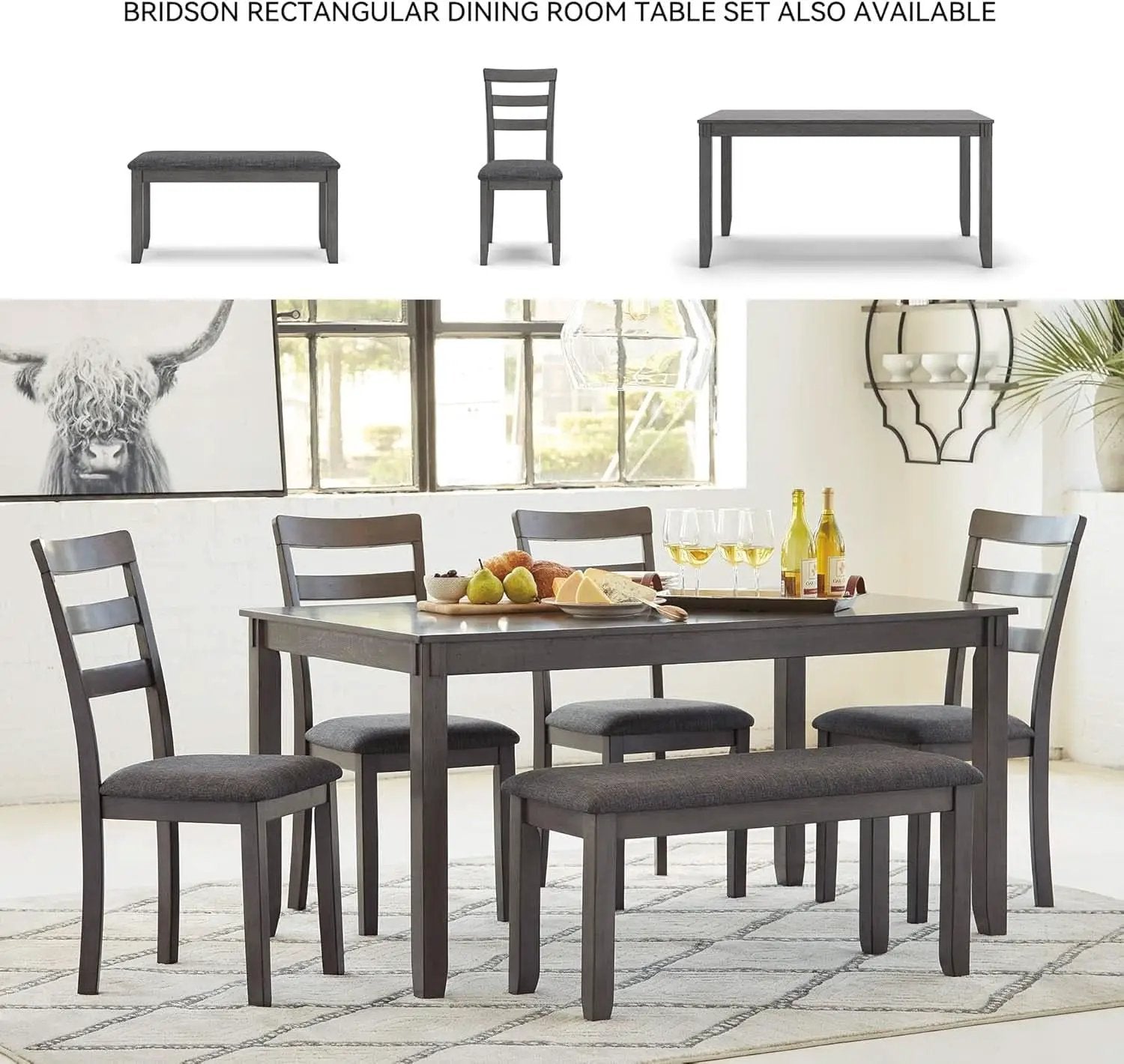 5 Piece Engineered Wood Counter Height Dining Set Gray from PriceLows™