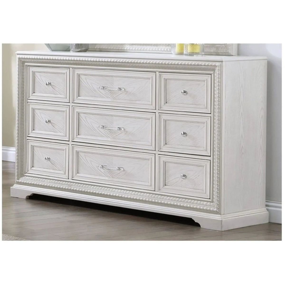 6 Drawer Storage Dresser Antique Wooden Bedroom Furniture Antique | 64.8 x 18.8 x 40 in | Wood | White