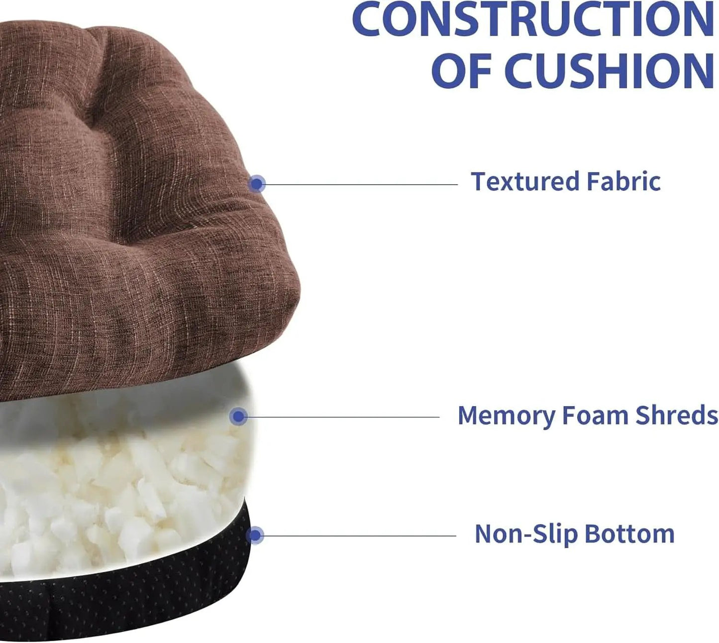 Tufted Memory Foam Dining Chair Cushions Set Of 4 Brown from PriceLows™