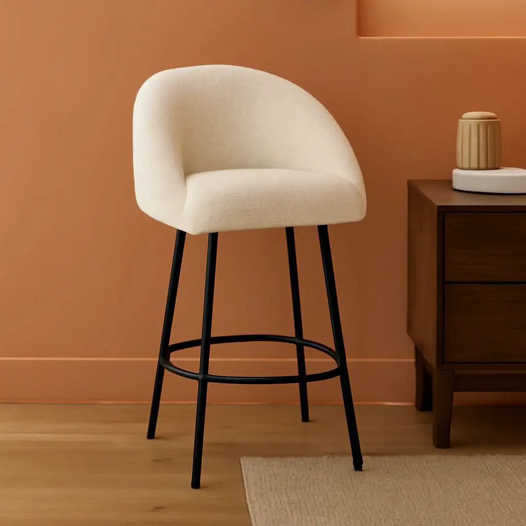 26 Inch Swivel Counter Stool White Sherpa Upholstered Bar Stool For Kitchen Counter from PriceLows™