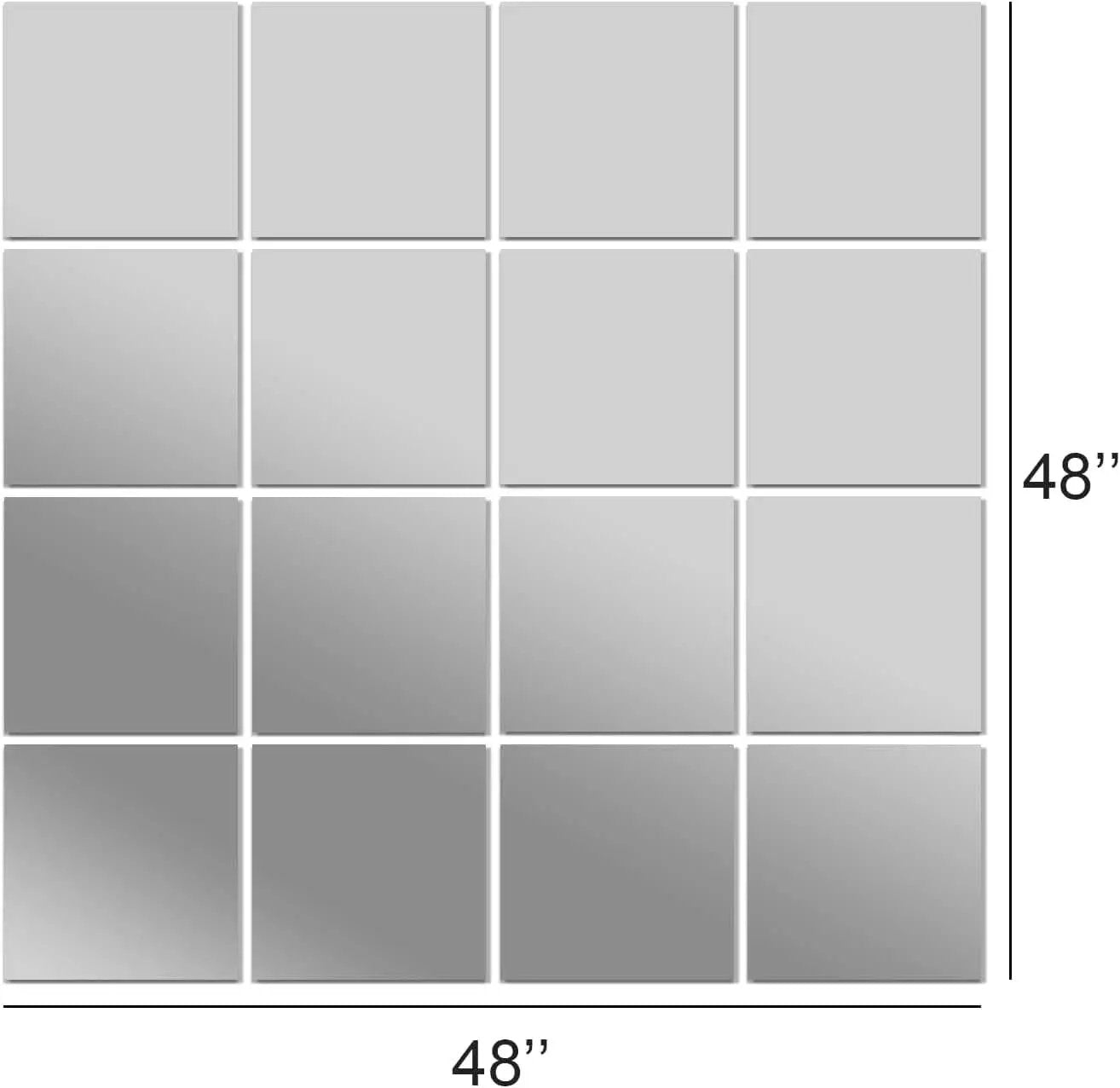 12x12 Inch Glass Mirror Tiles 16 Pack For Home Gym Wall from PriceLows™