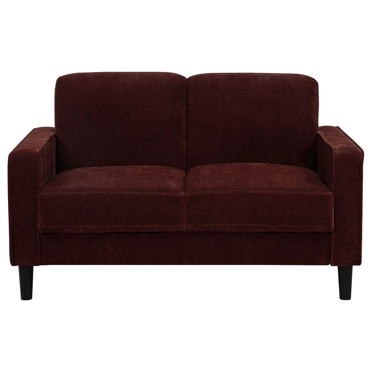 Ruth Fabric Upholstered Track Arm Loveseat Rust | 54.25 x 31.5 x 33.5 in | Fabric | Red