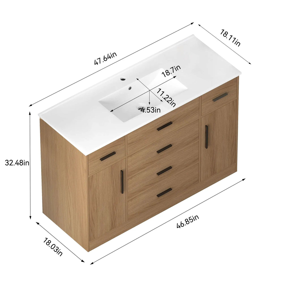 Bathroom Vanity With Abundant Storage | 2 Soft Close Doors | 6 Drawers | MDF Cabinet