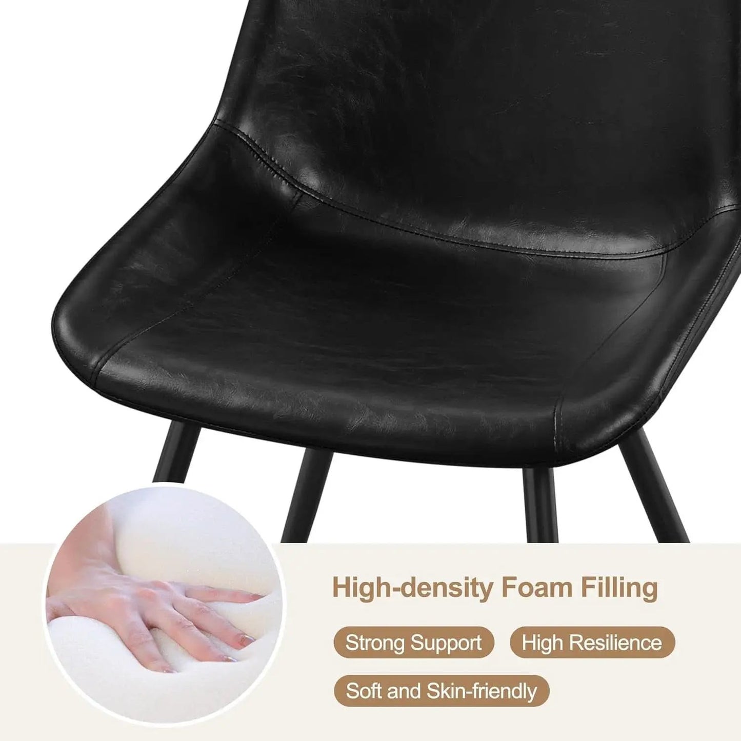 Mid Century Black Faux Leather Dining Chairs Set Of 2 from PriceLows™