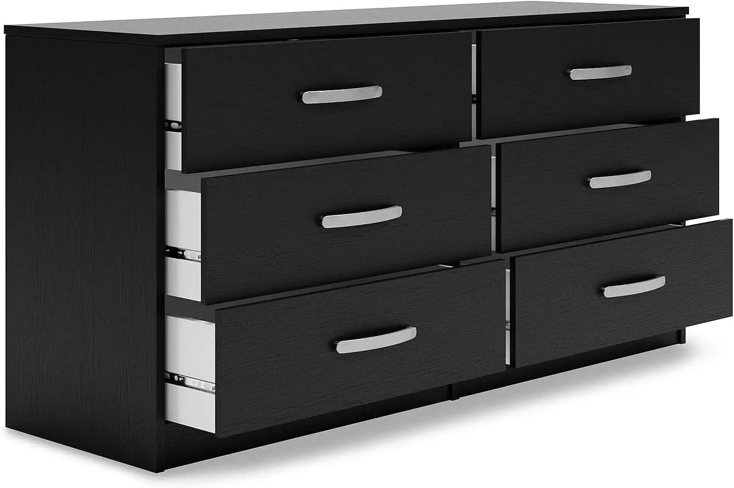 Black Contemporary Six Drawer Dresser Ball Bearing Slides from PriceLows™