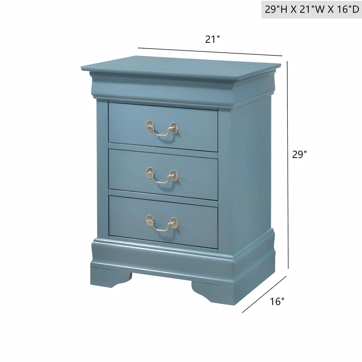 Louis Phillipe Nightstand | Traditional Wood Design | English Dovetailed Drawers | Metal Center Guides