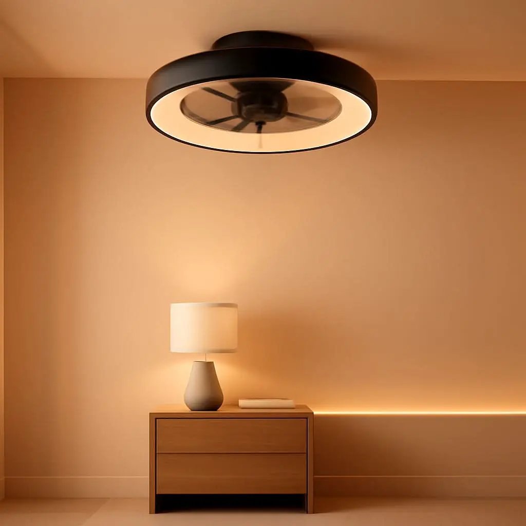 20 Inch Black Flush Mount Smart Ceiling Fan With LED Lights from PriceLows™