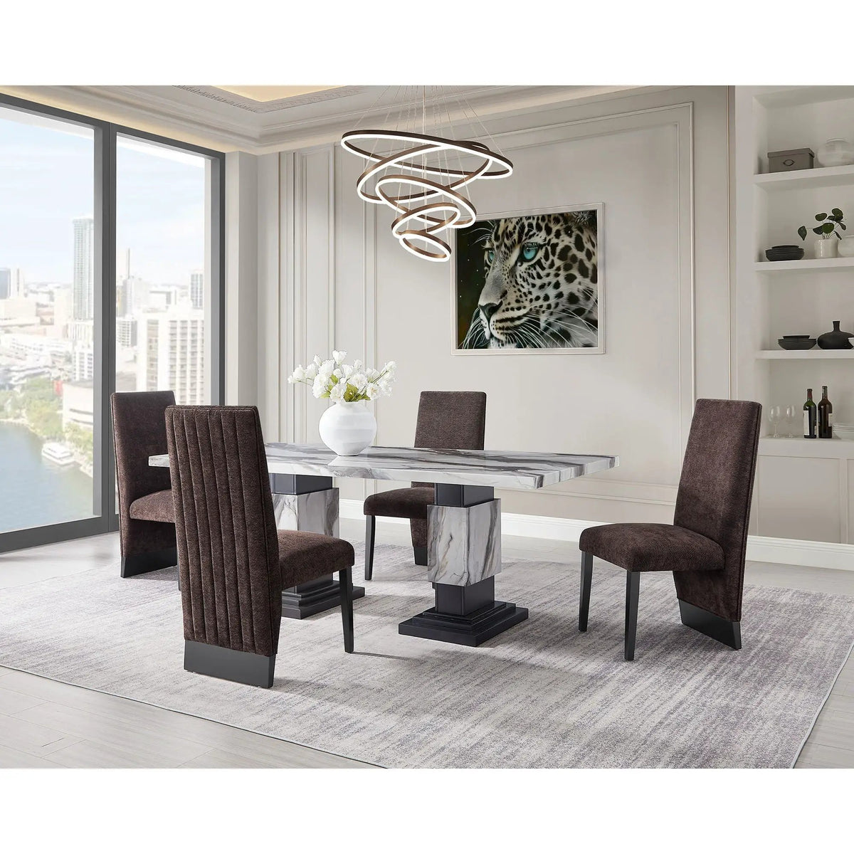 Contemporary Dining Chairs | Rubber Wood | Extended Backrest | Set of 2