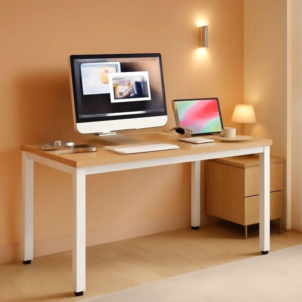 120cm Teak Wood White High Gloss Finish Desk Stability from PriceLows™