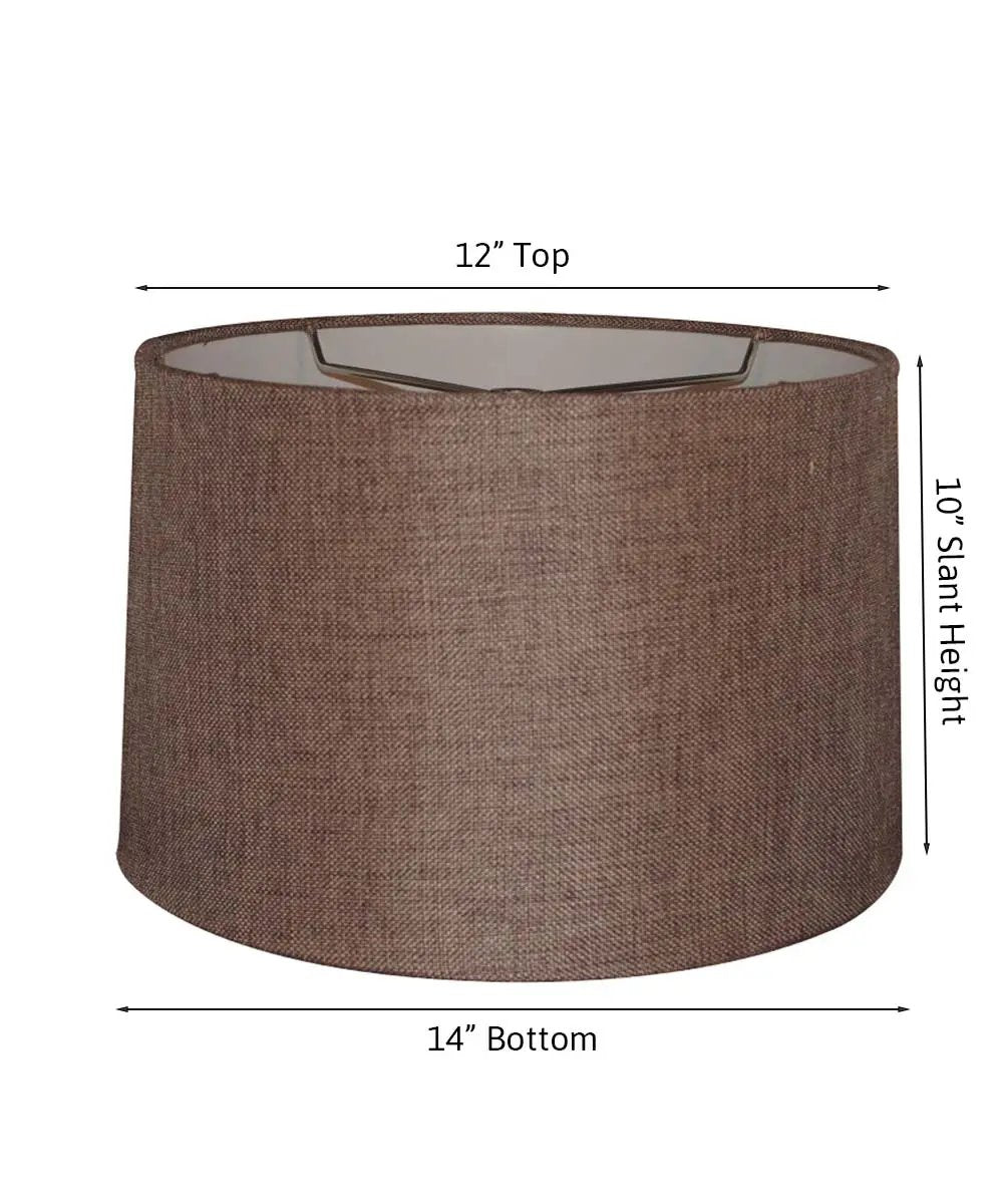 Hardback Drum Lamp Shade | Chocolate Burlap | 14 Inch Wide X 10 Inch High