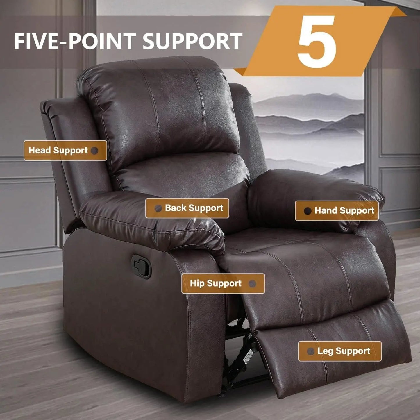 Manual Recliner Sofa Set Brown Three Piece Living Room Furniture from PriceLows™