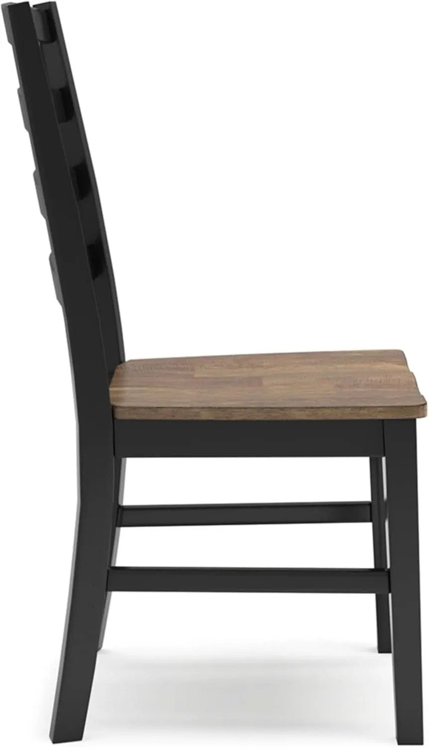 Armless Dining Chair Set 2 Two Tone Black and Brown from PriceLows™