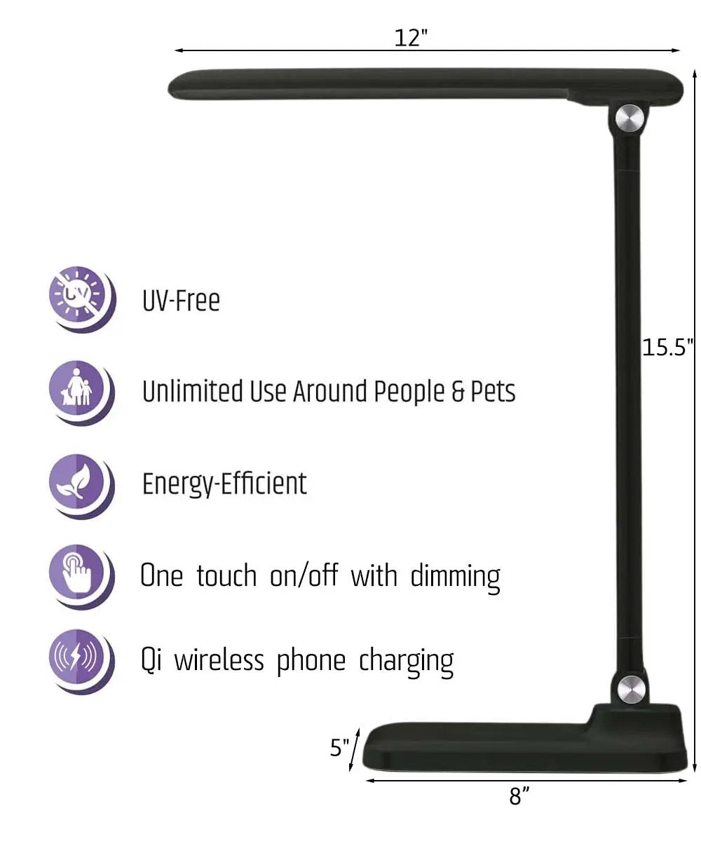 LED Desk Lamp Set | Wireless Charging | Adjustable Height | Matte Black