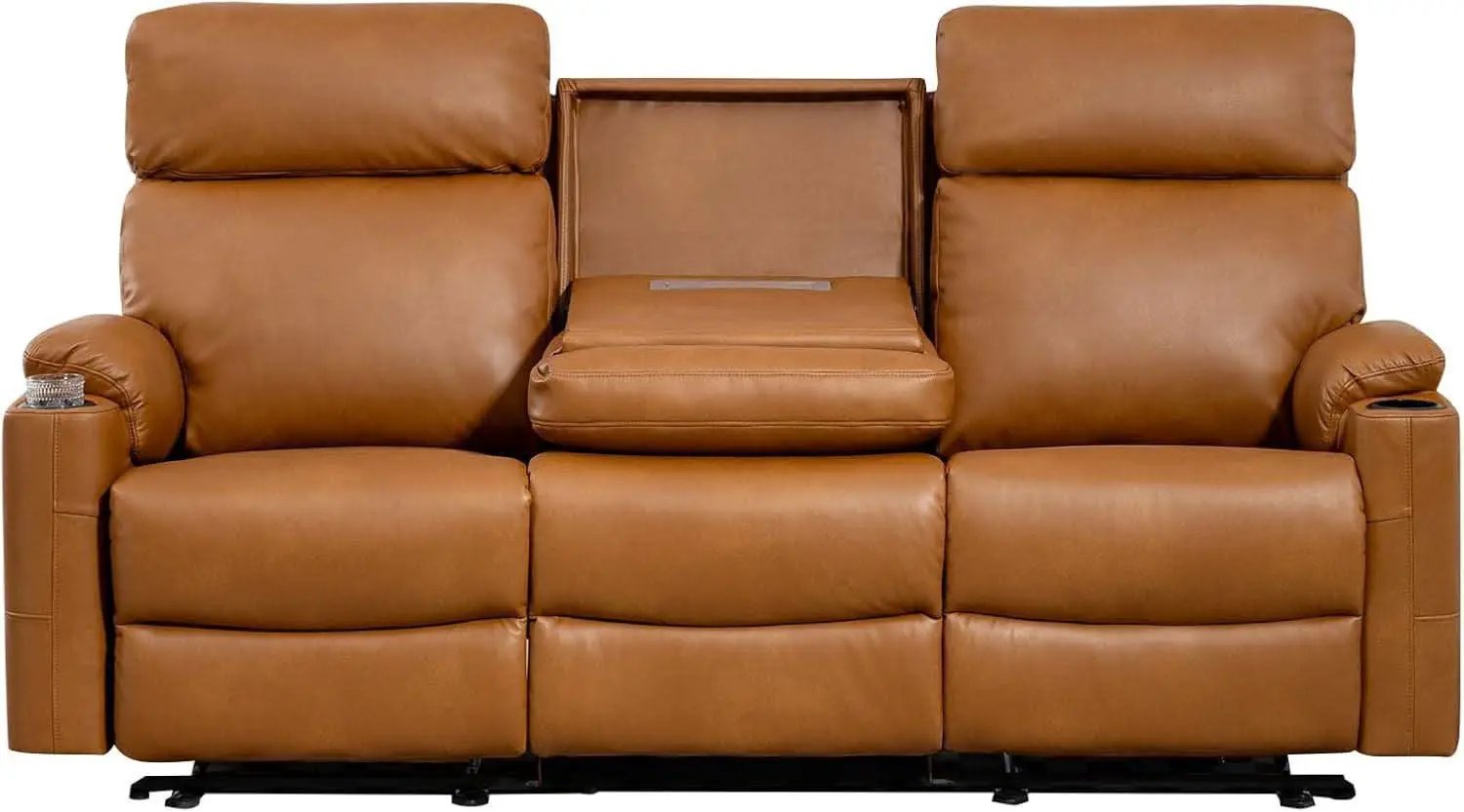 Power Three Seat Recliner Sofa With USB Ports Brown Finish from PriceLows™