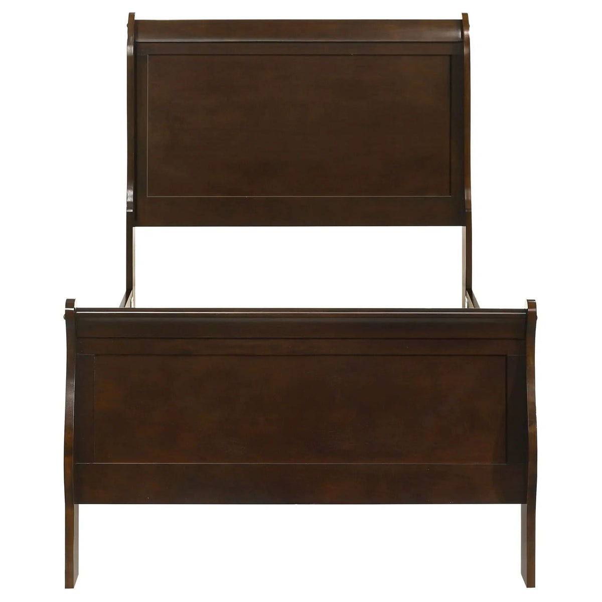 Louis Philippe Wood Twin Sleigh Bed | 41.25 x 84.5 x 47.25 in | Wood | Cappuccino