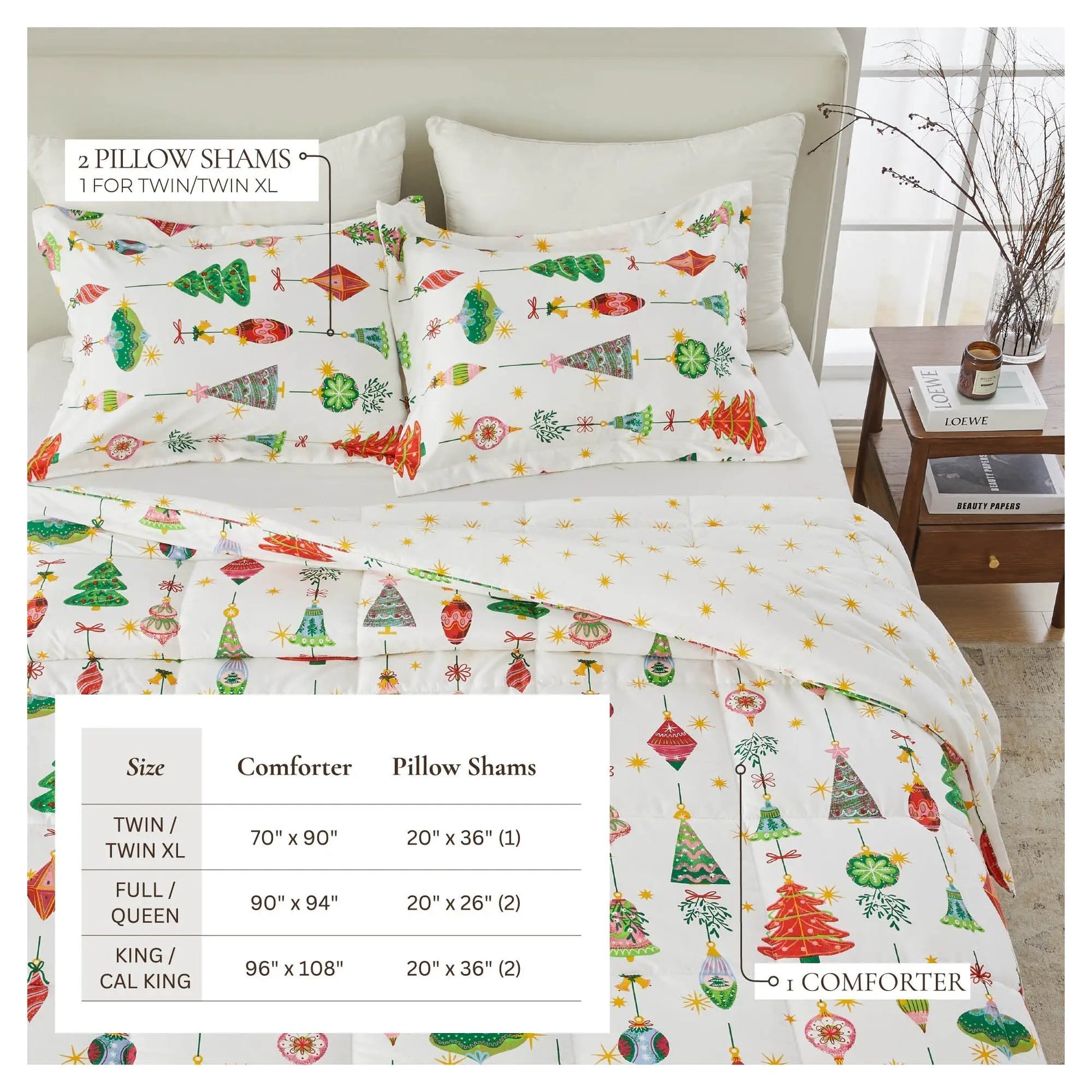 Reversible Christmas Comforter and Sham Set - Holiday / Lodge Odette Collection from PriceLows™