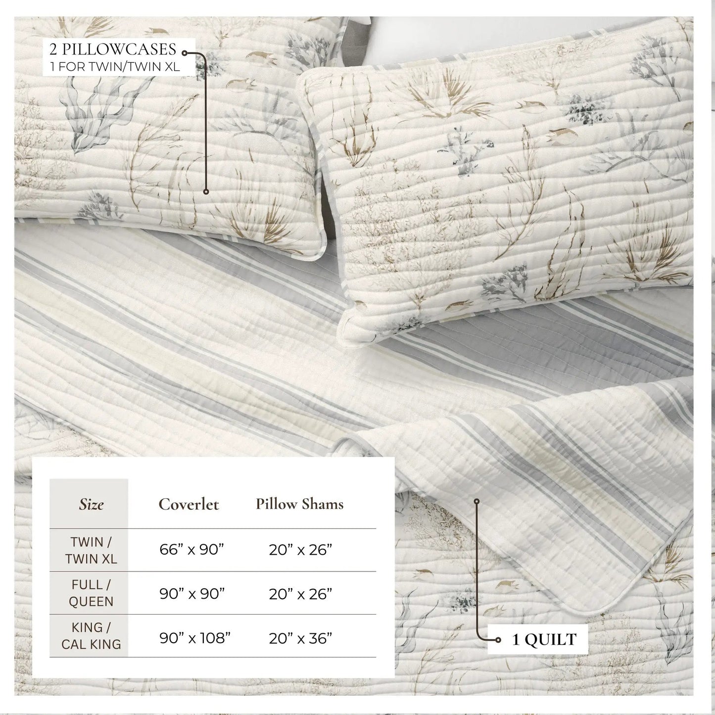 Coral Sea Maze Coastal Quilt Set - Newcomb Collection from PriceLows™