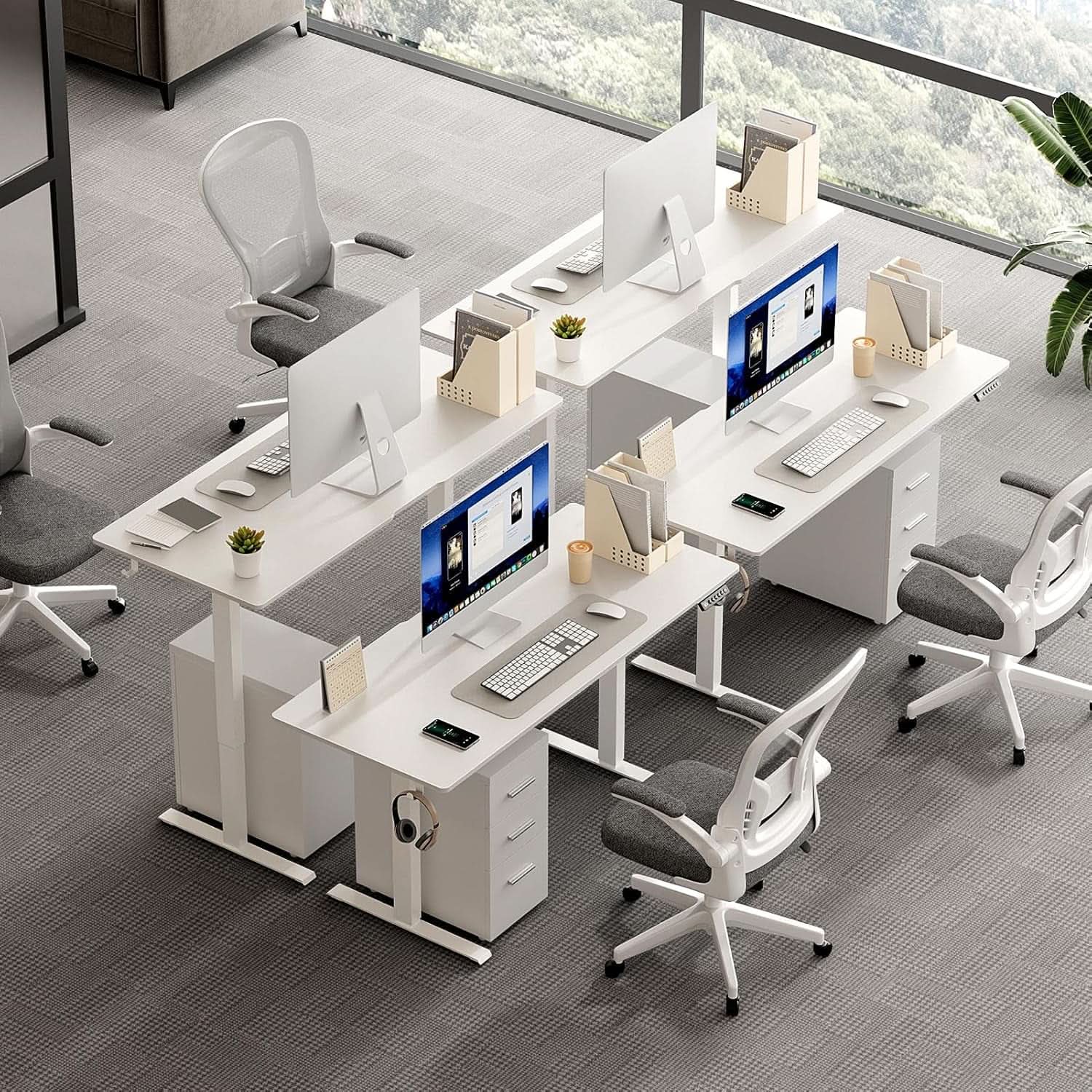 Electric Adjustable Height Standing Desk with Rolling Wheels from PriceLows™